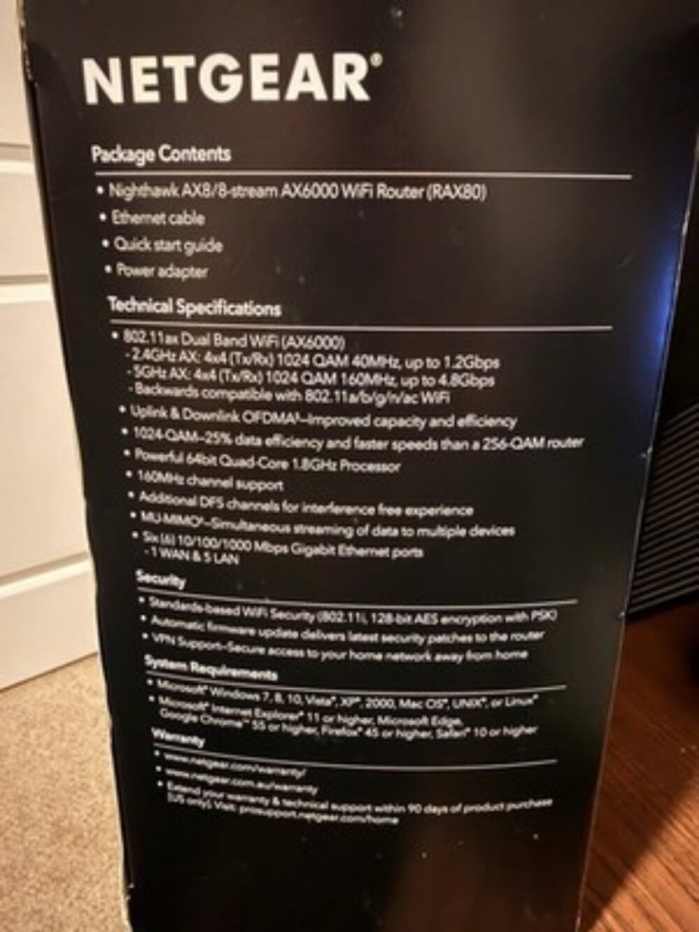 NETGEAR Nighthawk AX8 Dual-Band 8-Stream Wi-Fi 6 Router AX6000 - Picture 4 of 4